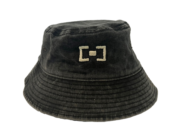 Grey White Solid Logo Bucket Hat