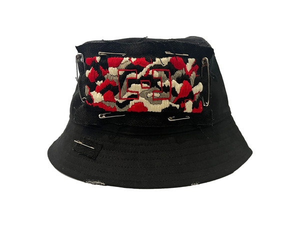 Black Red Camo Bucket Hat